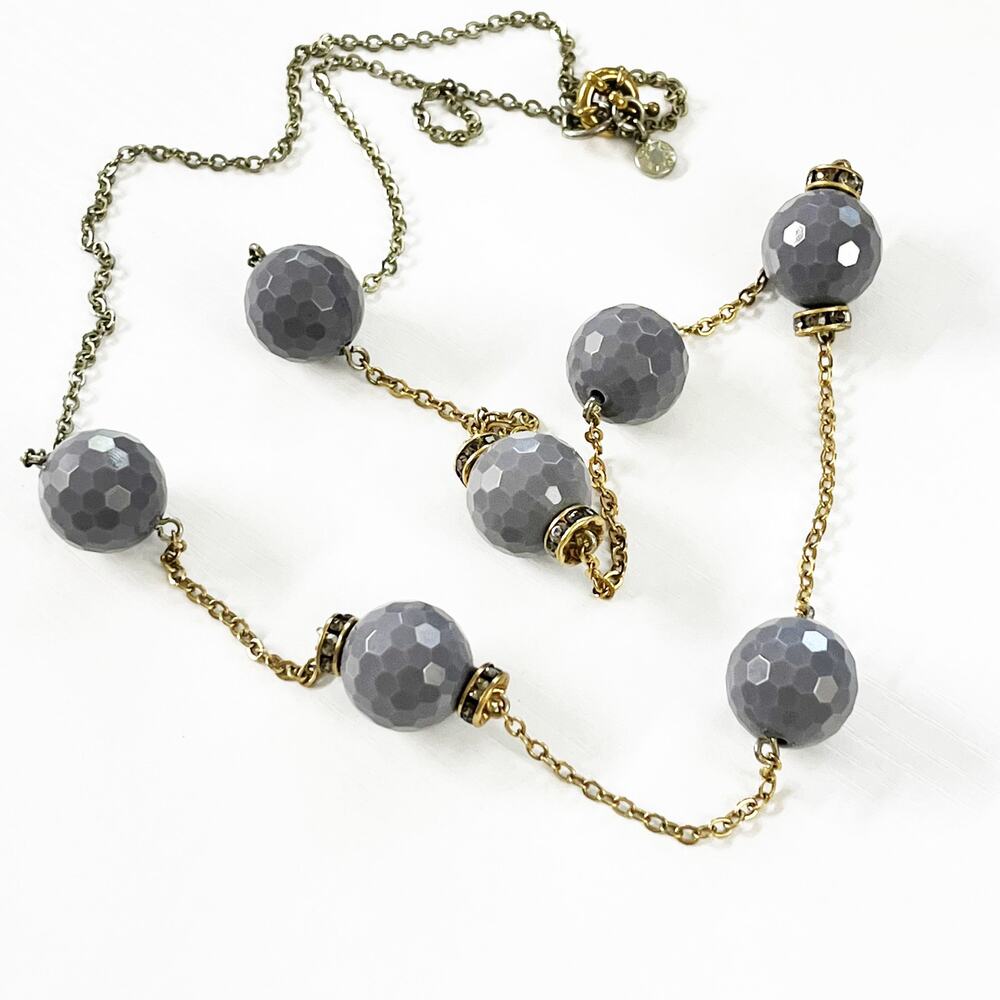 J. Crew Faceted Gray Chunky Bead Long Necklace